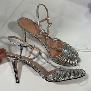 J Crew Elegant Silver Strappy Heels